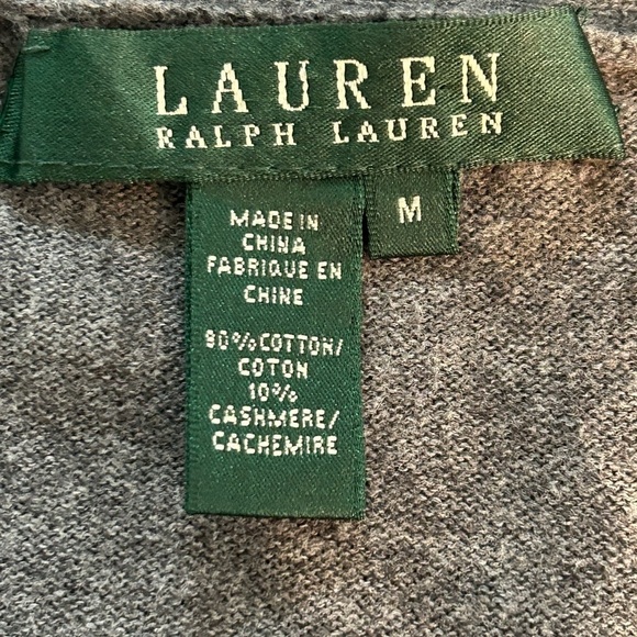 Lauren Ralph Lauren Cashmere Blend Gray Horse Button Cardigan Size M Old Money - Picture 2 of 10